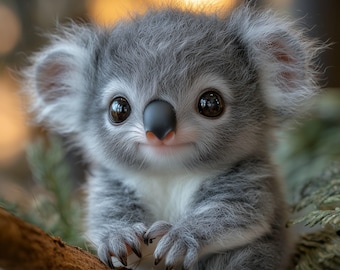 Baby-Koala-Bär-Druck, Wandbild fürs Kinderzimmer, Waldtier (Digitaler Download)
