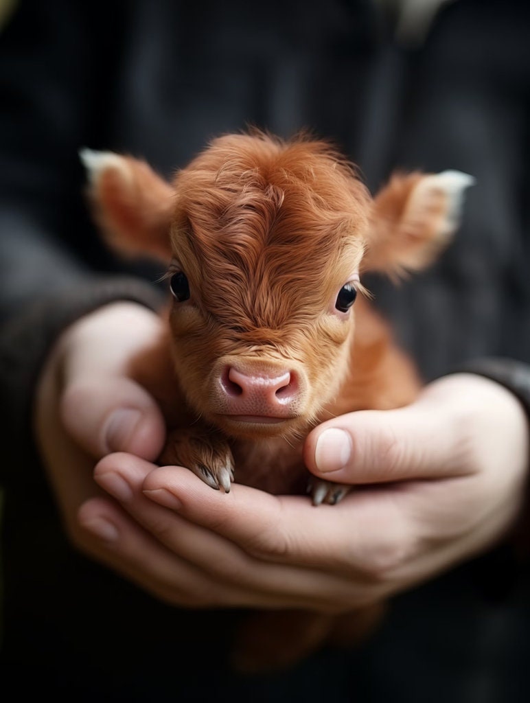 コレクション 1 - 手のひらの中の子牛（子牛 5 頭）（デジタルプリント