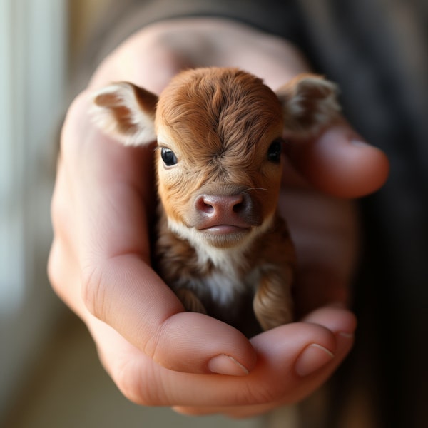 Baby cow in the palm of your hand