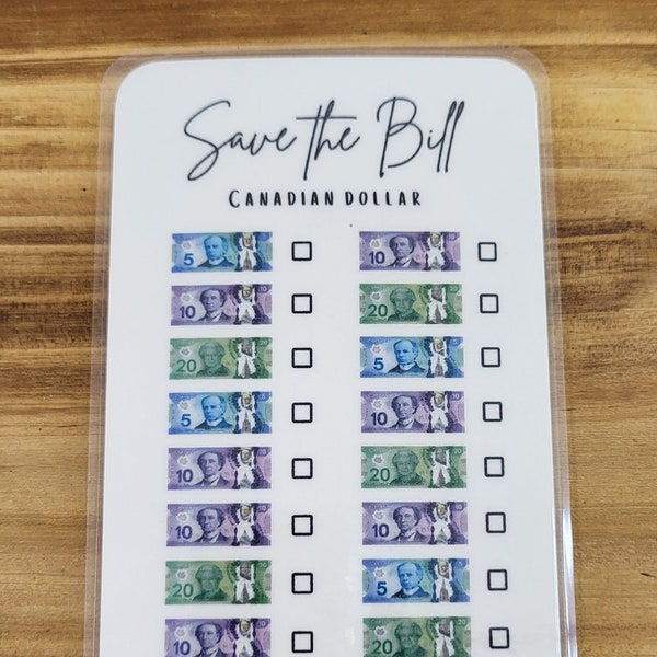 Save the Bill CAD Savings Challenge | Laminated Savings Challenge | Physical Savings Challenge | Cash Envelope Savings Challenge