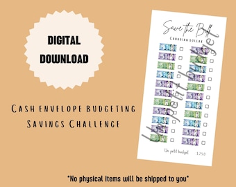 Save the Bill CAD Savings Challenge | Printable A6 Savings Challenge | Digital Savings Challenge | Cash Envelope Savings Challenge