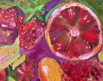 Verrukking zomerfruit - origineel olieverfschilderij gesigneerd