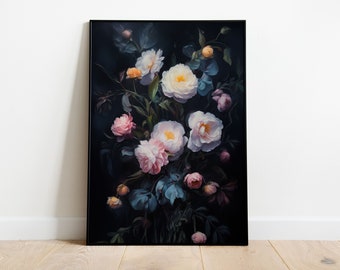 Vintage Flowers Moody Floral Wall Art Vintage Painting Prints Flower Antique Fine Wall Art Academia Botanical Decor DIGITAL DOWNLOAD