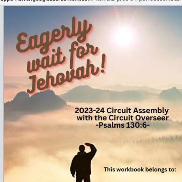 Eagerly wait for Jehovah- 23-24 JW Circuit assembly pre-teen work book- colour English