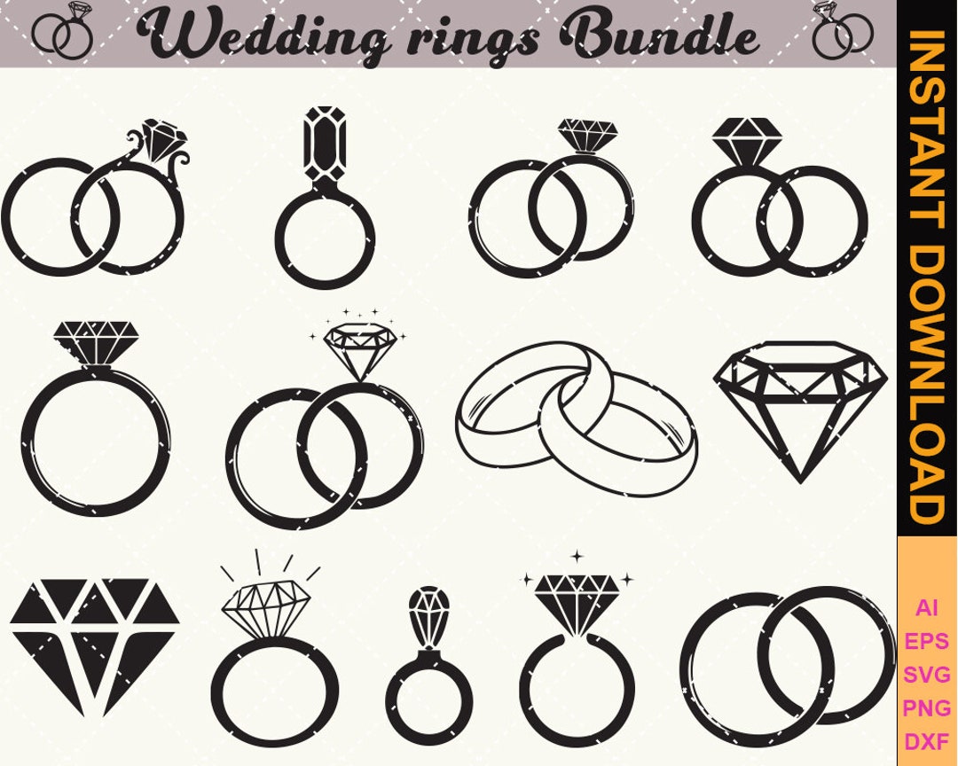 Wedding Ring SVG Bundle Wedding Ring Clipart Wedding Ring SVG Cut Files ...