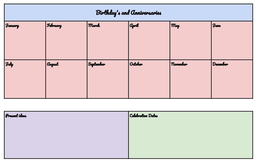 Birthday and Anniversary Calendar - Etsy