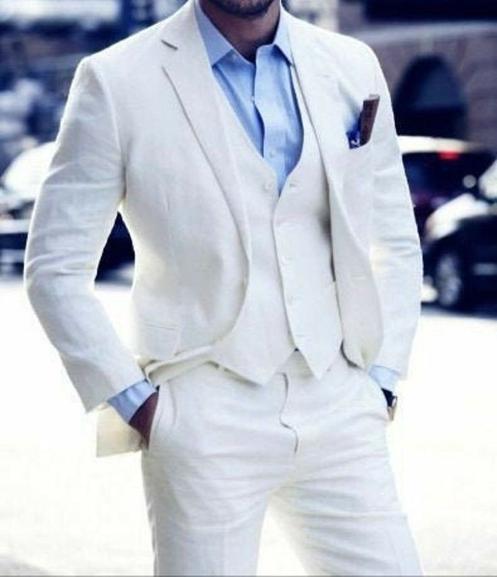 3 Pieces Wedding Suits Solid Color Slim Fit Men's Suit main image 0