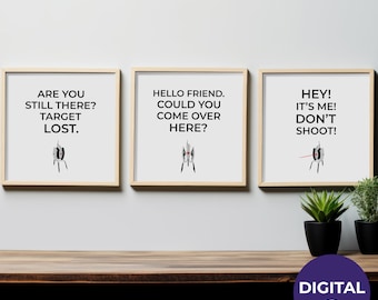 Portal Turret Quotes 3 Pack Art Prints (Digital Download)