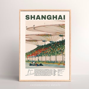 Chinese Grand Prix Print | Minimalist F1 Circuit Art Print | Watercolor Style | Race Track Poster | Shanghai F1 Print