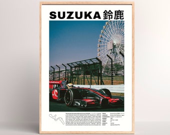 Suzuka Grand Prix-kunstafdruk | Minimalist F1 Japan (digitale download)