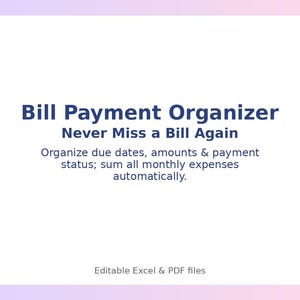 Bill Payment Organizer – Editable Excel Template for Monthly Bills