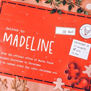 Calendario de Adviento de actividades infantiles personalizado / Cuenta atrás para Navidad / Carta de Papá Noel / Calendario de Adviento a medida