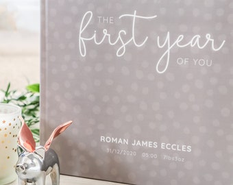 The First Year of You (Script Design) - Baby Journal and Memory Book - Personalised, Custom, Bespoke - New Baby Gift