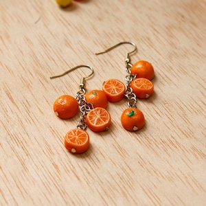 Orange Bunch Earrings Polymer Clay Citrus Fruit Earrings