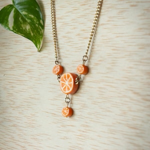 Colar Lariat Laranja Limão Colar De Frutas Cítricas De Argila De Polímero