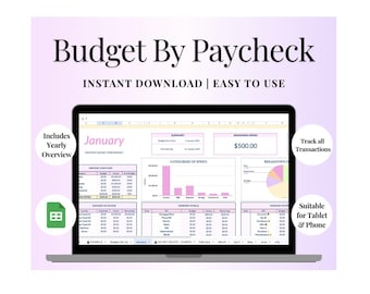 Planificador de presupuesto Hoja de cálculo de Google Hoja de cálculo de presupuesto mensual Plantilla de cheque de pago Planificador financiero simple Presupuesto para principiantes Seguimiento de deudas Ahorros