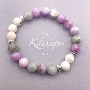 Lilac Beaded Bracelet, Purple Bracelet, Stretchy Bracelet