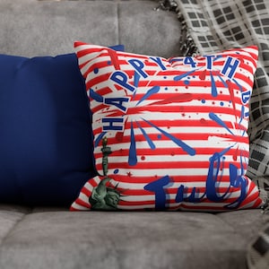 Pillowcase, Statue of Liberty 4th of July Decor, Independence Day Throw Pillow, USA Patriotic Cushion Cover, Home Decor Accent, Americana