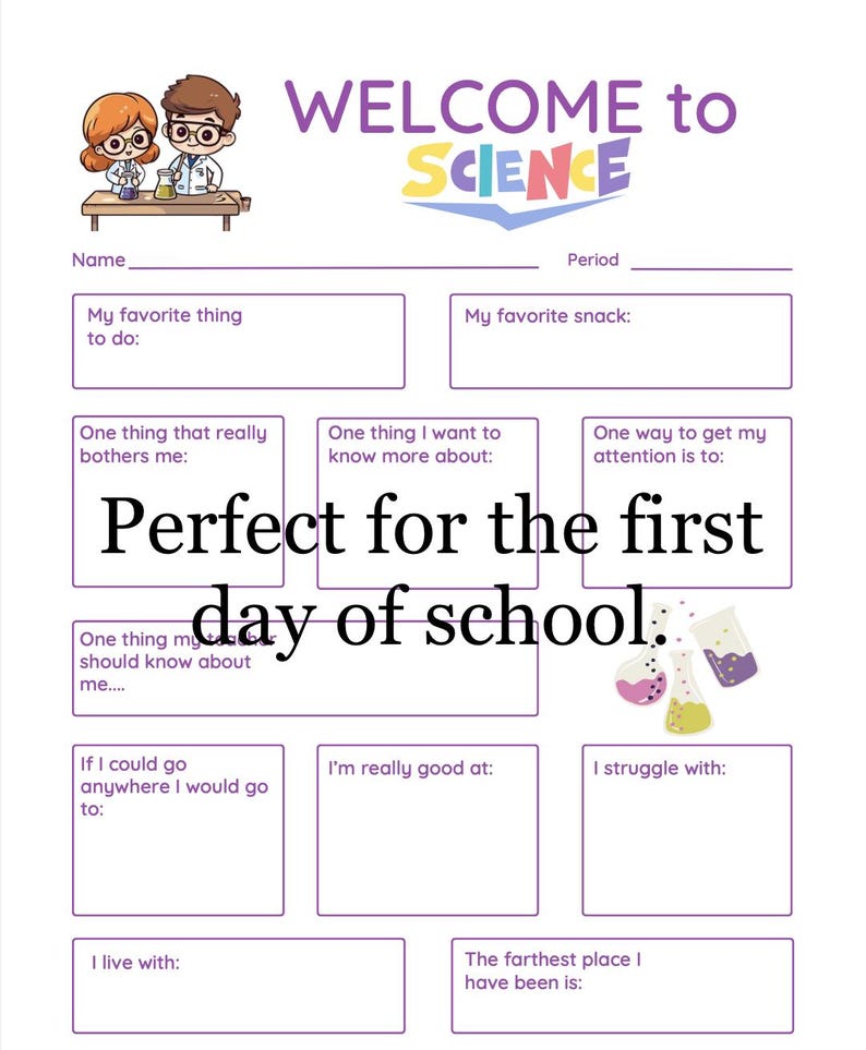 Science Welcome Back to School Survey for Middle School Students - Etsy