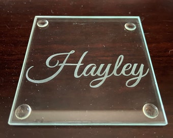 Personalized glass etched coasters