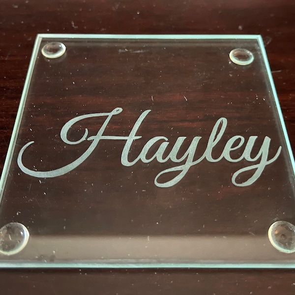 Personalized glass etched coasters