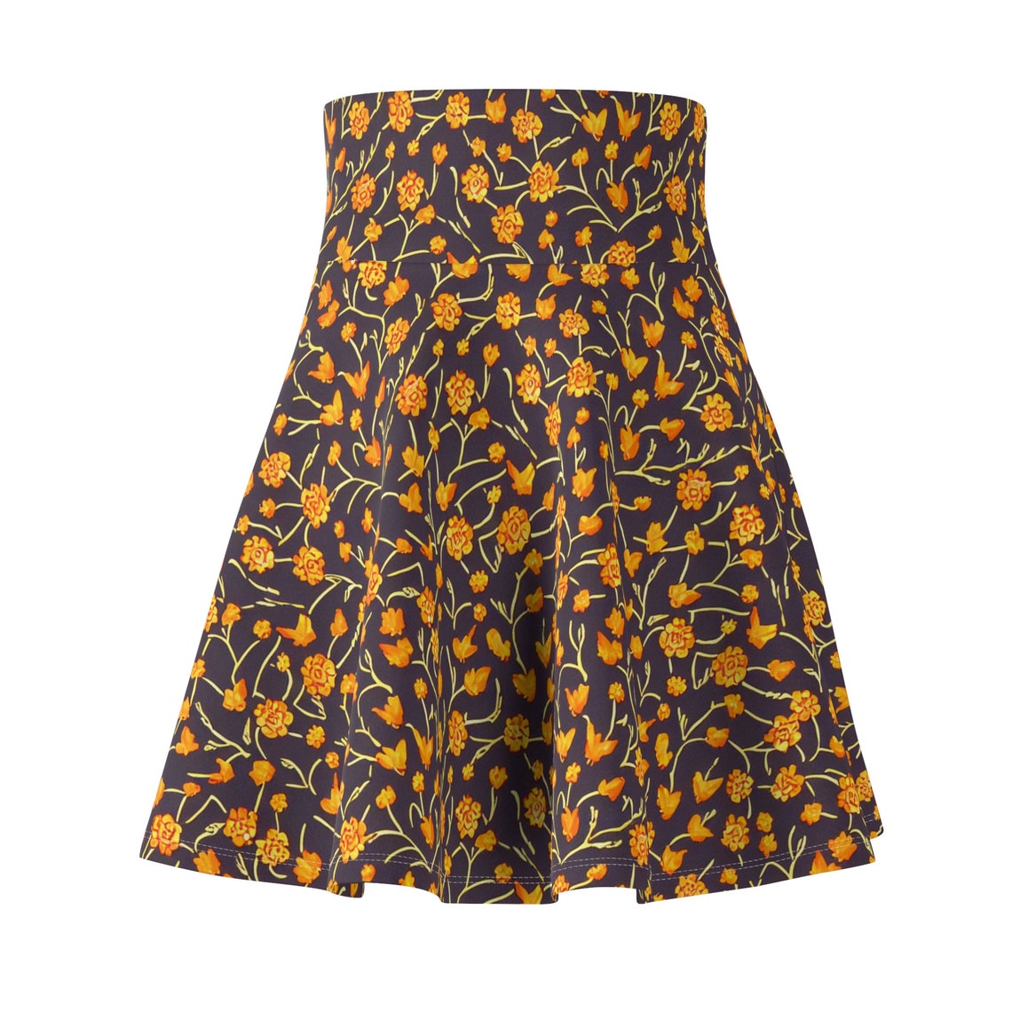 Women's Retro Floral Skater Skirt - Flowy High Waisted with UPF 50+ & Recycled Fabric main image 1