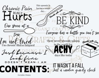 Chronic Illness SVG Bundle of 10 different graphics in multiple formats
