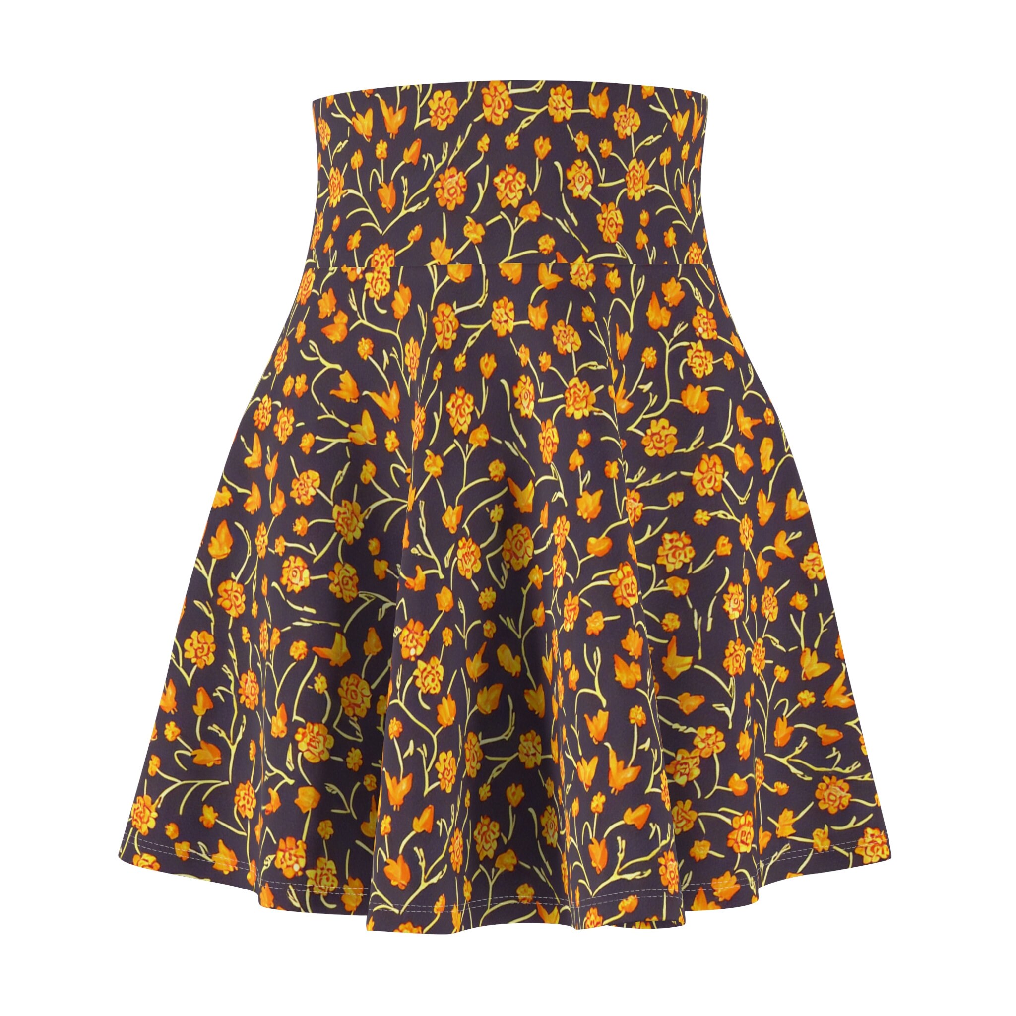 Women's Retro Floral Skater Skirt - Flowy High Waisted with UPF 50+ & Recycled Fabric main image 0