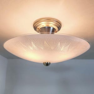 Vintage Frosted Glass Ceiling Light: Mid-Century Modern Space Age Fixture