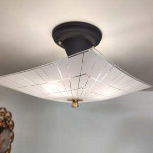 Vintage Geometric Glass Ceiling Light: Mid-Century Modern Fixture