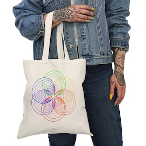 Psychedelic Seed of Life Tote Bag, Sacred Geometry Tote, Reusable Tote Bag, Shopping Tote, Mystic Tote Bag, Symbol Tote