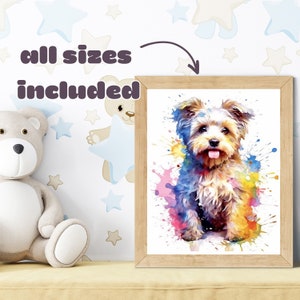 Cute Yorkie Portrait Poster - Colorful Wall Art for Home Decor Yorkshire Terrier Watercolor Print Adorable Yorkie Art for Dog Lovers