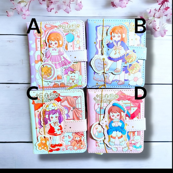 Shining Girl Notebook - Kawaii DIY Journal with Bookmark and Designed Magnetic Buckle Soft Leather Cover- 250 Colorful Pages