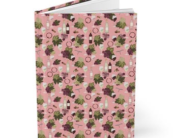 Wine Grapes Pattern Journal | Pink Vineyard Hardcover Notebook