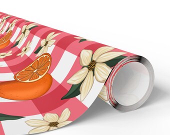 Citrus Blossom Pattern Wrapping Papers | Orange Floral Gift Wrap