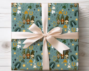 Celtic Symbols blue Pattern Wrapping Paper | St. Patrick's Day Irish Motifs