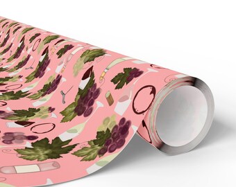 Grapevine Pattern Wrapping Paper | Pink Vineyard Gift Wrap Roll