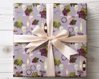 Grapevine Vineyard Pattern Wrapping Papers | Purple Grape Gift Wrap Roll