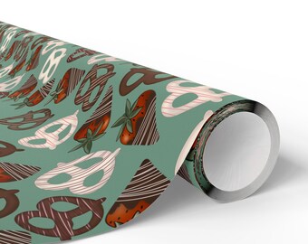 Chocolate Strawberry Pretzel Wrapping Paper: Festive Food Lover Gift Wrap