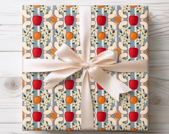 Apples & Oranges Blue Wrapping Papers