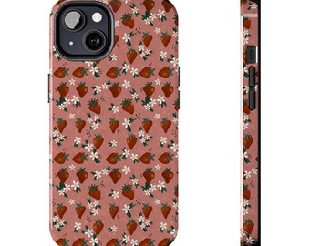 Strawberry Pink Dot Protective Phone Case | Glossy Finish, Shock Absorption