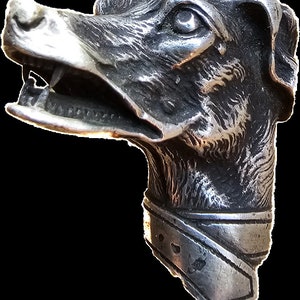 antique silver dog head