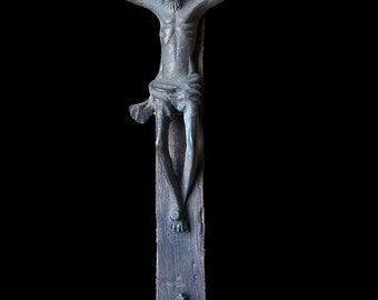 Crucifix in wood and bronze 18th/19th