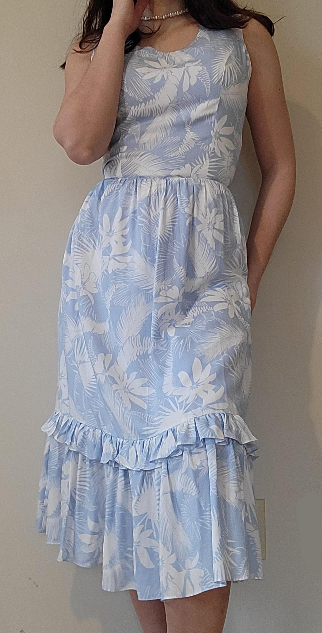 midi dress polka dot Brown and White Size:US 2 / UK 8 / EU 32 Shop App Light Blue Lace Bridesmaid