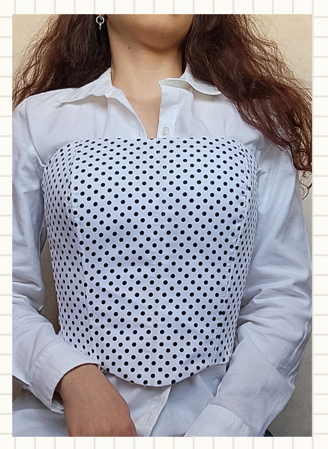 White Polka Dot Draped Corset Top