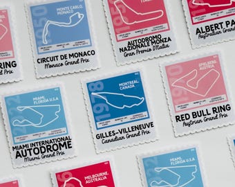 Formula 1 Stamp Sticker | Grand Prix Track Art, Waterproof Vinyl