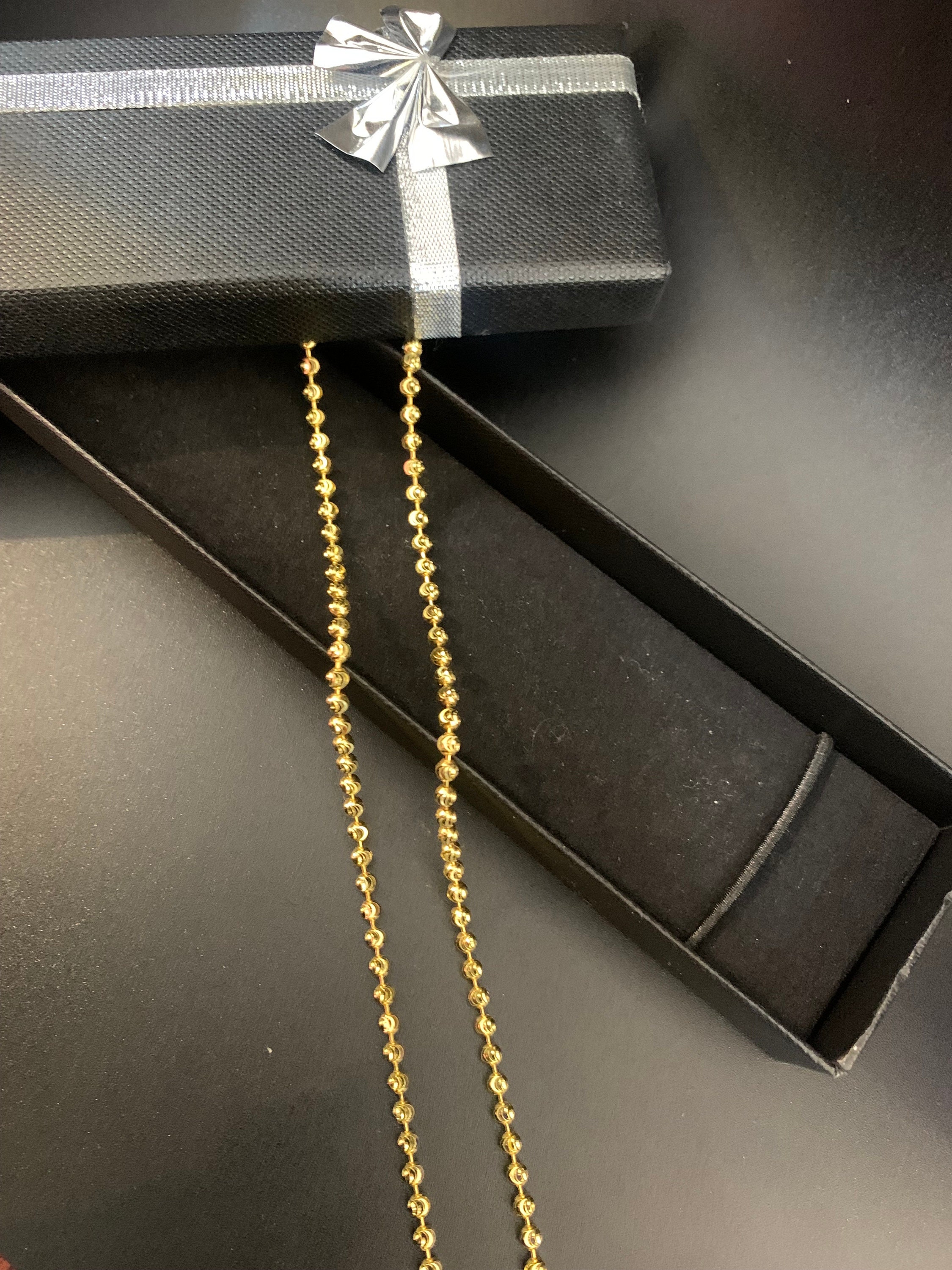 shipped worldwide Sterling Silver Moon Cut Chain 14K Gold Finnish