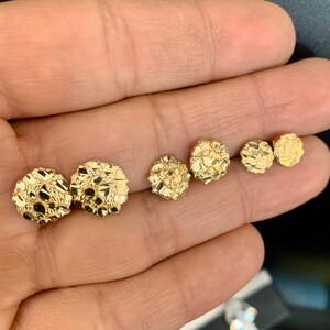 Elegant 10k Gold Nugget Stud Earrings , 10k Solid Gold Studs, Nugget