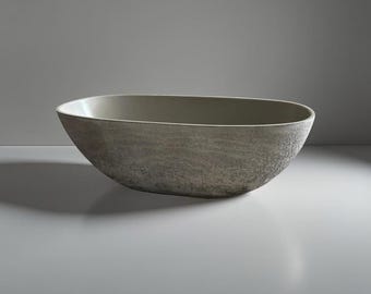 Freestanding Concrete Bathtub, GFRC Modern Soaking Tub, 71in Indoor Outdoor Spa, Made to Order