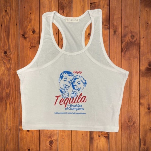 Tequila - Breakfast of Champions Cropped Tank Top, Breakfast of Champions Cropped Tank Top, Tequila Cropped Tank Top, Tequila Humor